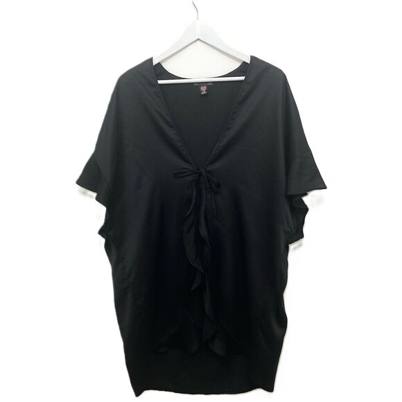 Victoria’s Secret Satin Ruffle Kimono Robe One Size Short Flutter Intimates - Picture 3 of 11